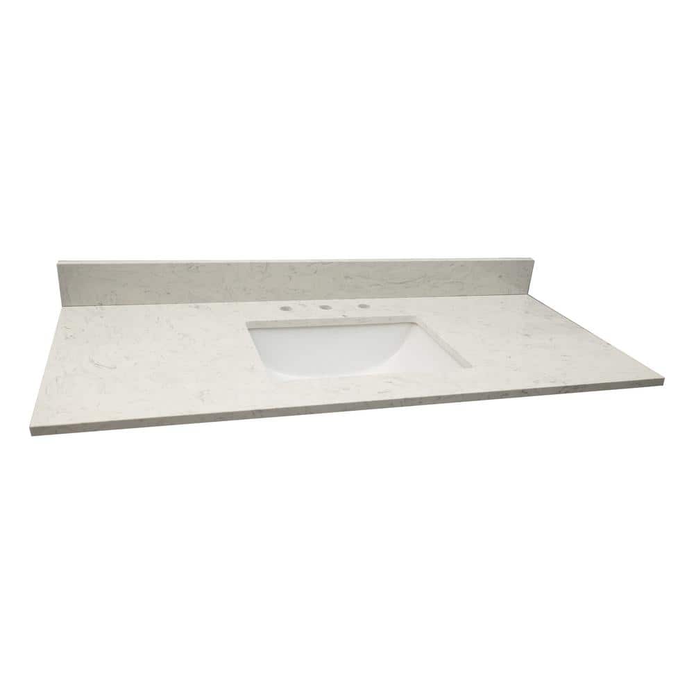 49 in. White Marble Vanity Top with Single Sink