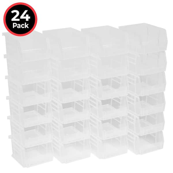 30210 Series, 4 1/8 in. H x 5 3/8 in. D x 3 in. W, Clear Plastic Stackable Storage Bins Hanging Organizer, 24-Pack