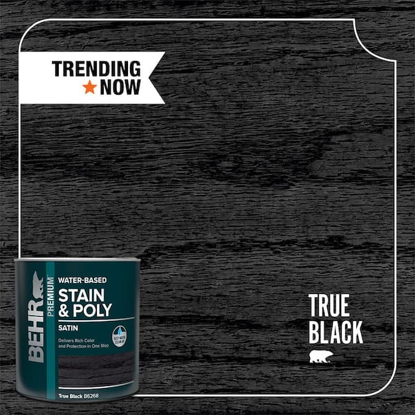 BEHR 1 qt. TIS-083 True Black Satin Semi-Transparent Water-Based Interior Wood Stain and Poly in One