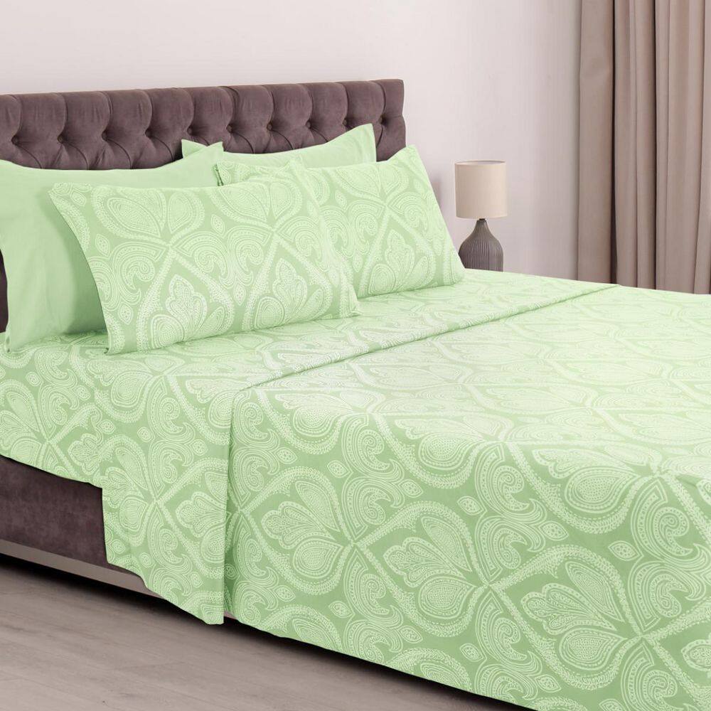 Lux Decor 6-Piece Microfiber Sheet Set Paisley Pattern with Deep Pocket Fitted Sheet & Pillowcases-Full Sage price history on PriceWatchPro