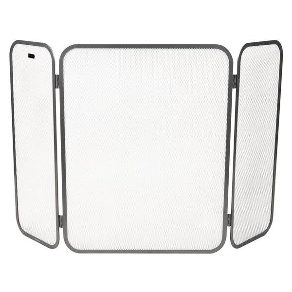 Mind Reader Silver Metal 3-Panel Fireplace Screen Folding Indoor Outdoor 26.25 in. L x 0.25 in. W x 24 in. H