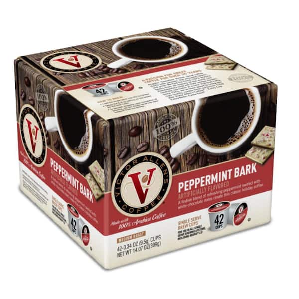 Victor Allen's Peppermint Bark Flavored Coffee Medium Roast Single Serve Coffee Pods for Keurig K-Cup Brewers (42 Count)