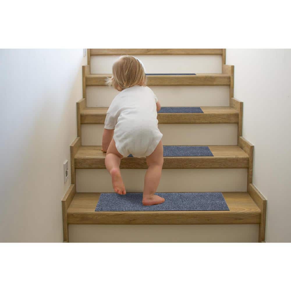 Gray Non-Slip Rubberback Ribbed Stair Treads Set of 7