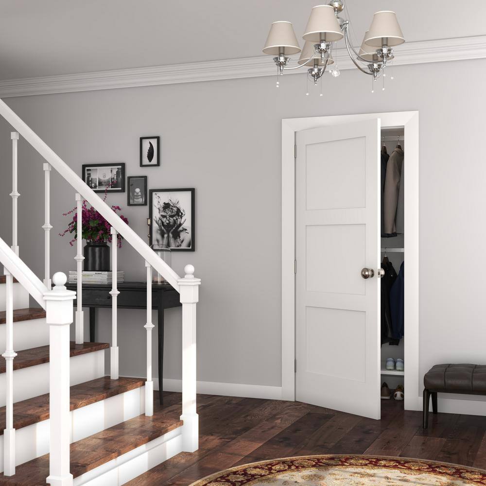 White 36" x 80" 3-Panel Smooth Primed Pine Wood Door