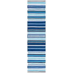 Montauk Blue/Ivory 2 ft. x 9 ft. Striped Triangle Runner Rug