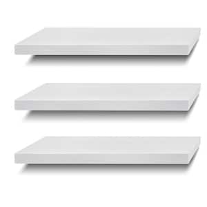 6.7 in. x 17 in. x 1 in. White Solid Wood Decorative Wall Shelves Floating Shelves