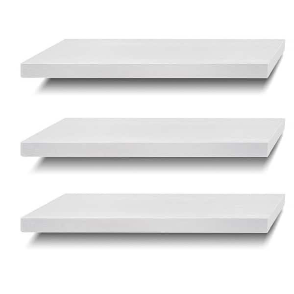 Cubilan 6.7 in. x 17 in. x 1 in. White Solid Wood Decorative Wall Shelves Floating Shelves