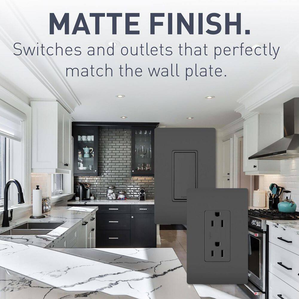 Radiant Black 4-Gang Screwless Polycarbonate Wall Plate