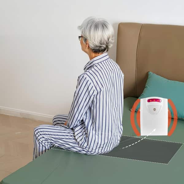 Bed Alarm System for Elderly Adults, Safety Bed Alarms and Fall Prevention Pad, Black 1x2 ft. Wireless Bed Sensor Pad