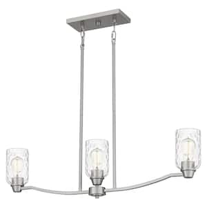 Acacia 3-Light Brushed Nickel Chandelier with Clear Water Glass