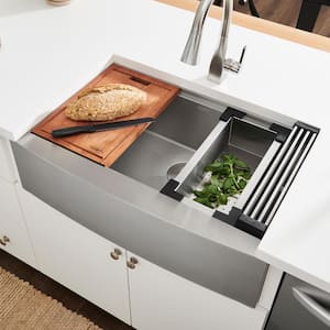 KRAUS 36 Inch Farmhouse Single Bowl Stainless Steel Kitchen Sink with  Kitchen Faucet and Soap Dispenser in Stainless Steel - Bed Bath & Beyond -  4389932