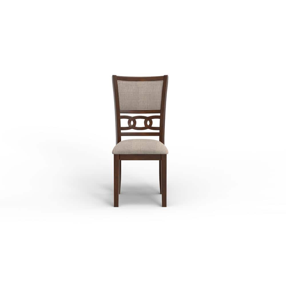 Gia 42" Round Brown Cherry Wood Dining Set with 2 Chairs
