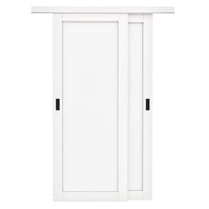 60 in. x 80 in. Paneled 1-Lite White Finished MDF Muti-Design Sliding Door with Hardware