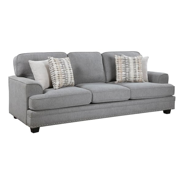 Midwood 91.5 in. W Straight Arm Chenille Rectangle Sofa in. Gray