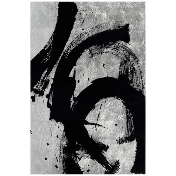 Empire Art Direct Onyx Gesture II Abstract Unframed Reverse Printed on Tempered Glass with Silver Leaf Wall Art 32 in. x 48 in.