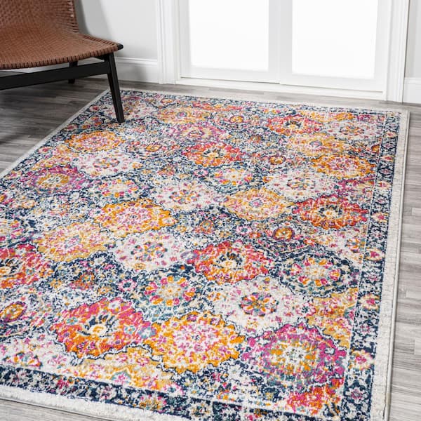 JONATHAN Y Modern Persian Multi 5 ft. x 8 ft. Boho Vintage Trellis Area Rug