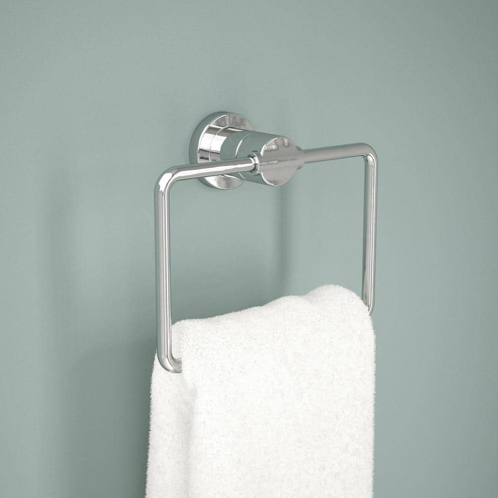 Nicoli Polished Chrome Wall Mounted Square Towel Ring
