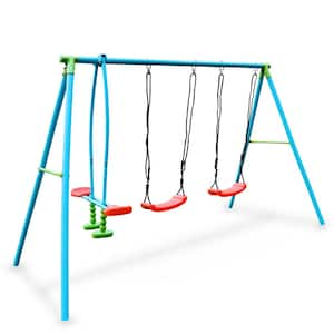 Pure Fun 4-Station Play-Zone Metal Swing Set 9335MSS - The Home Depot