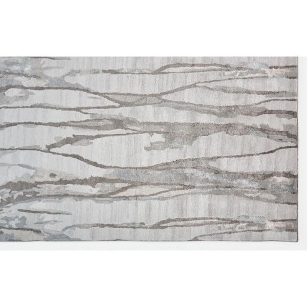 2 X 8 Ivory, Gray Abstract Area Rug