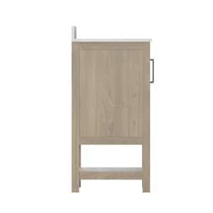 24 in. W x 19 in. D x 38 in. H Bathroom Vanity in Brown with White Stone Top