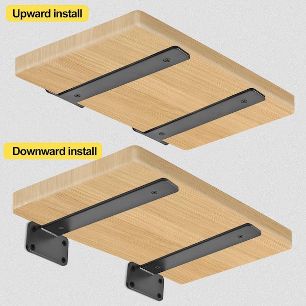 IARTOPS 6-Pack L-Shape Floating Shelf Brackets – Heavy Duty Cast Iron, Matte Black, Holds 80 Lbs Per Pair, For 4"-5" Boards