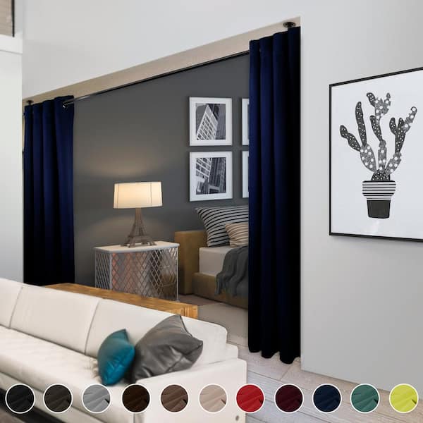Rod Desyne Dark Blue Grommet Blackout Curtain - 180 in. W x 108 in. L