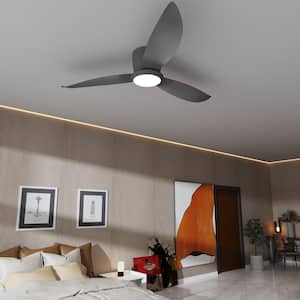 52 in. Integrated LED Matte Black Indoor/Outdoor Ceiling Fan with Solid Wood Blades and Reversible Motor and Remote