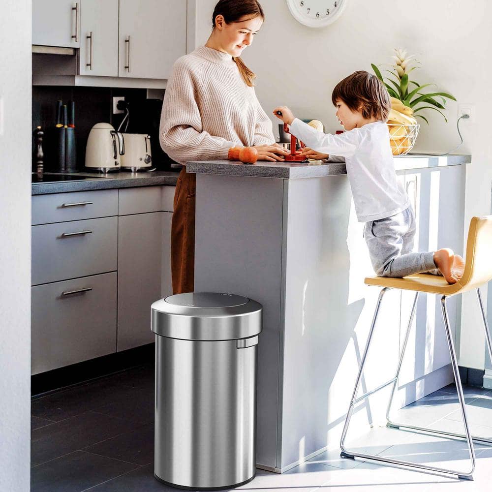 Fingerprint Resistant Stainless Steel 17 Gallon Touchless Trash Can