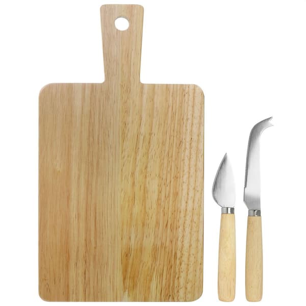 MARTHA STEWART 14.25 in. x 8 in. Rectangular Serving Board with 2 Cheese Knives