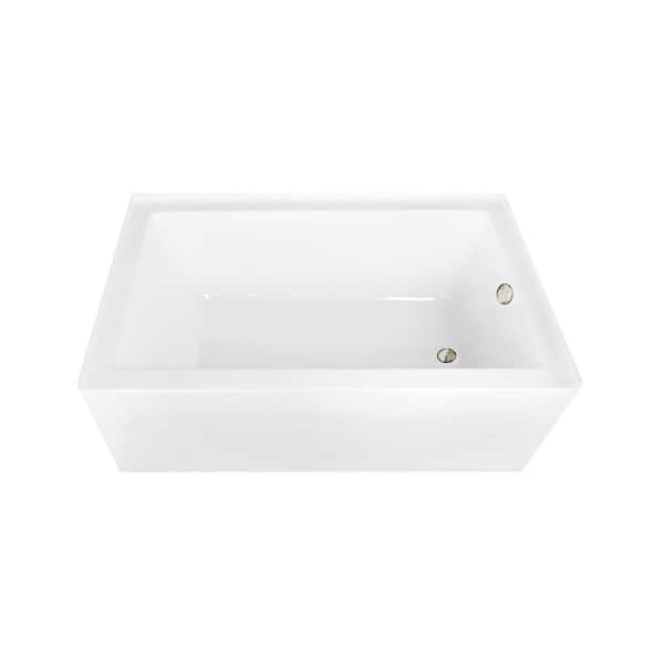 Aqua Eden 60 in. x 36 in. Acrylic Rectangular Alcove Soaking Bathtub with Right Drain in Glossy White/Polished Nickel