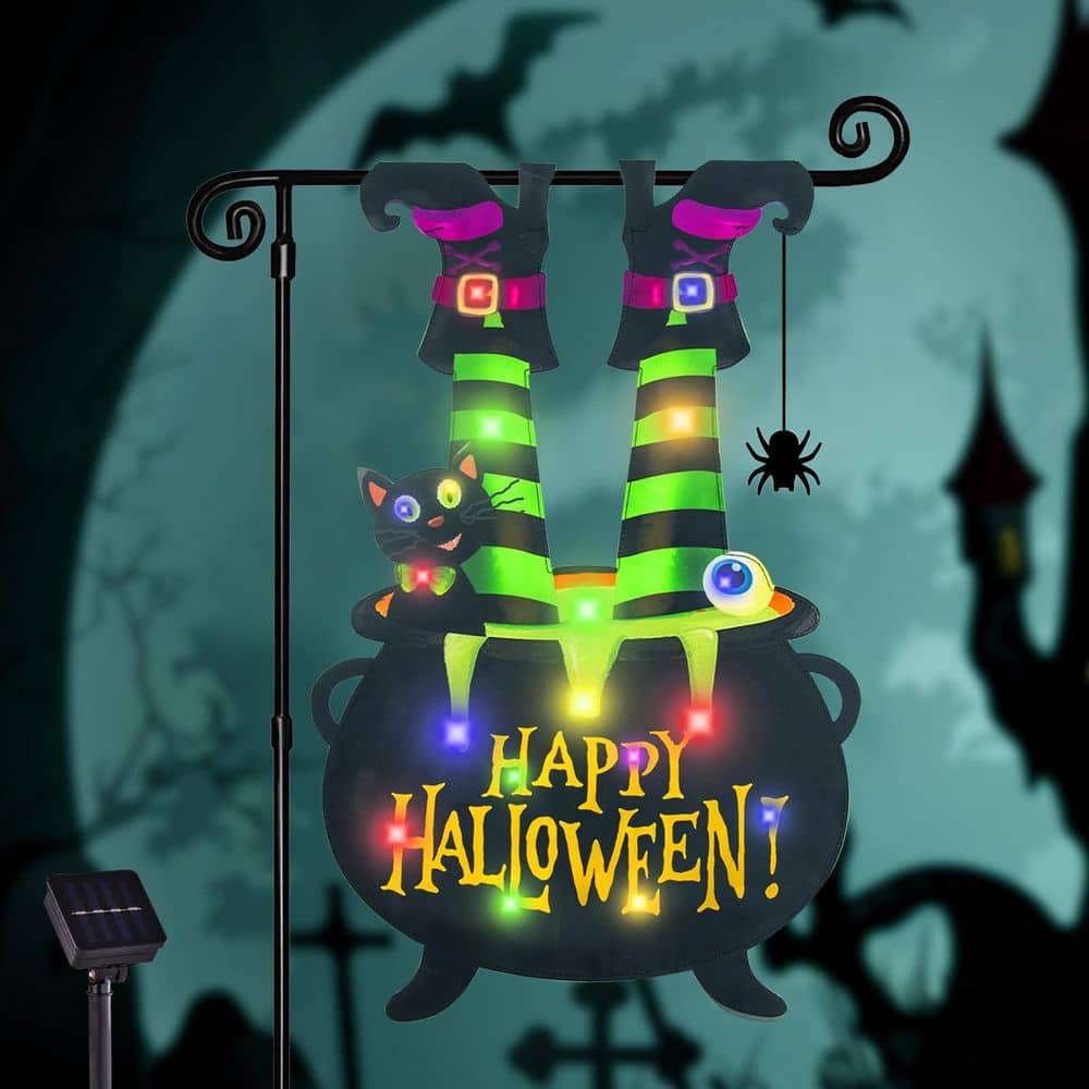 12 in. x 18 in. Halloween Lighted Garden Flag for Outside, Double Sided Cauldron Eyeball Black Cat Decorations for Home price history on PriceWatchPro
