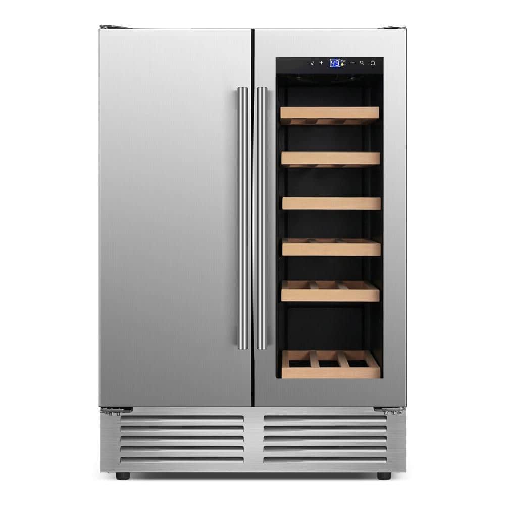 24 in. Built-in Low Noise Dual Zone 18-Wine Bottles and 57-Cans Beverage & Wine Cooler in Silver price history on PriceWatchPro