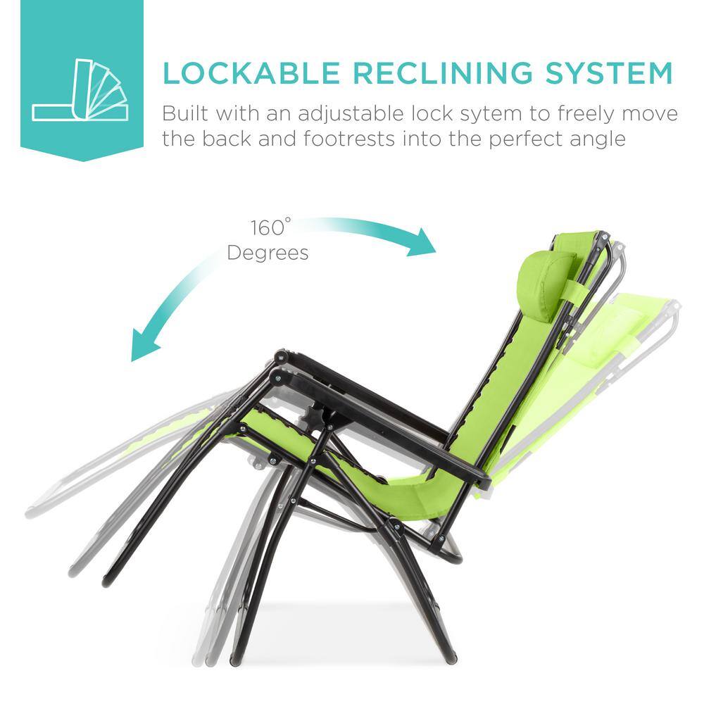 Lime Green Steel Zero Gravity Recliner with Canopy and Tray