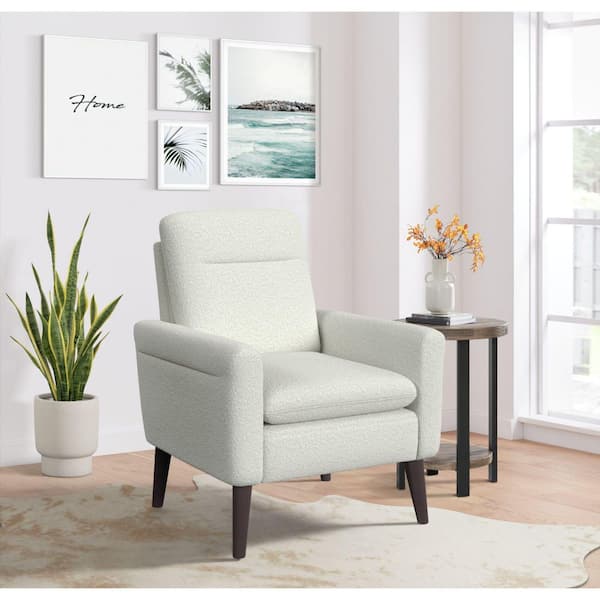 Astor White and Espresso Polyester Arm Chair (Set of 1) with Memory Foam