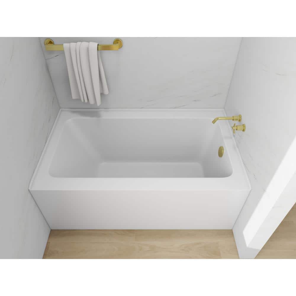 White Acrylic 54-Inch Alcove Soaking Bathtub with Right Drain