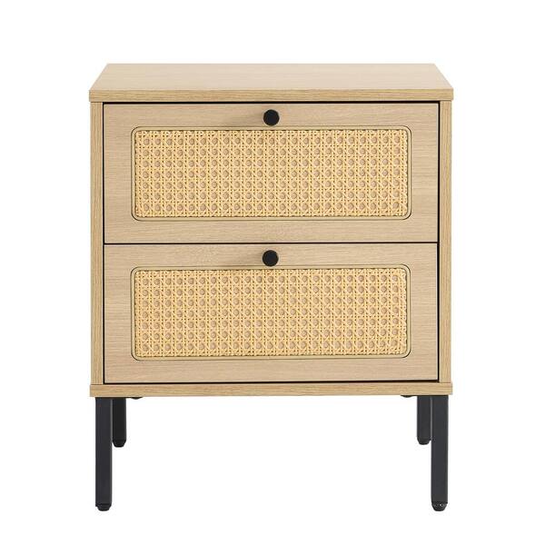 Tatahance White Wood Cabinet with Removable Woven Baskets