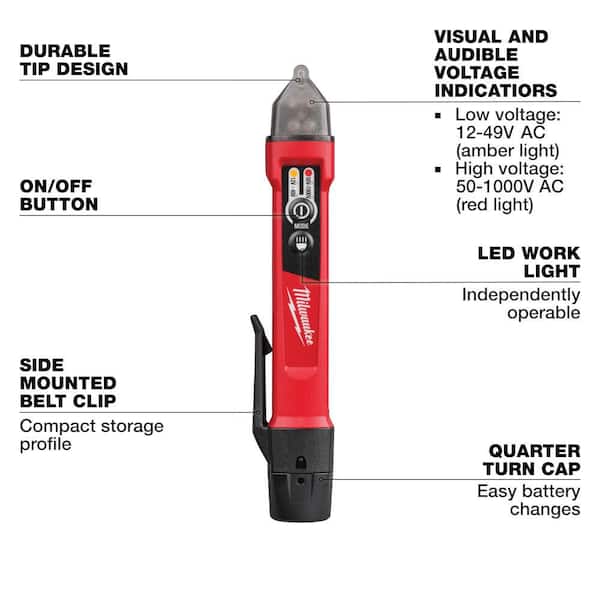 Milwaukee Dual Range Non Contact Voltage Detector with LED 12