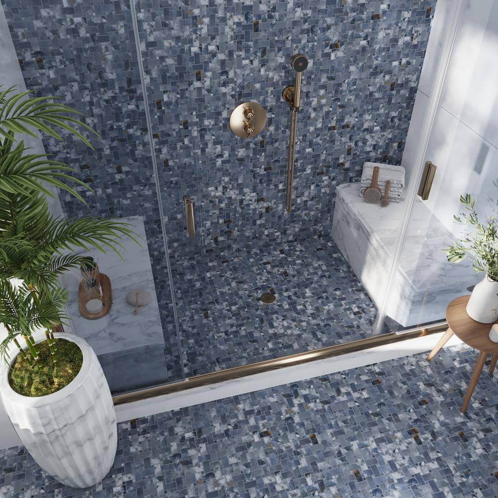 Splendor 11.81'' Matte Blue Porcelain Mosaic Tile Sheet
