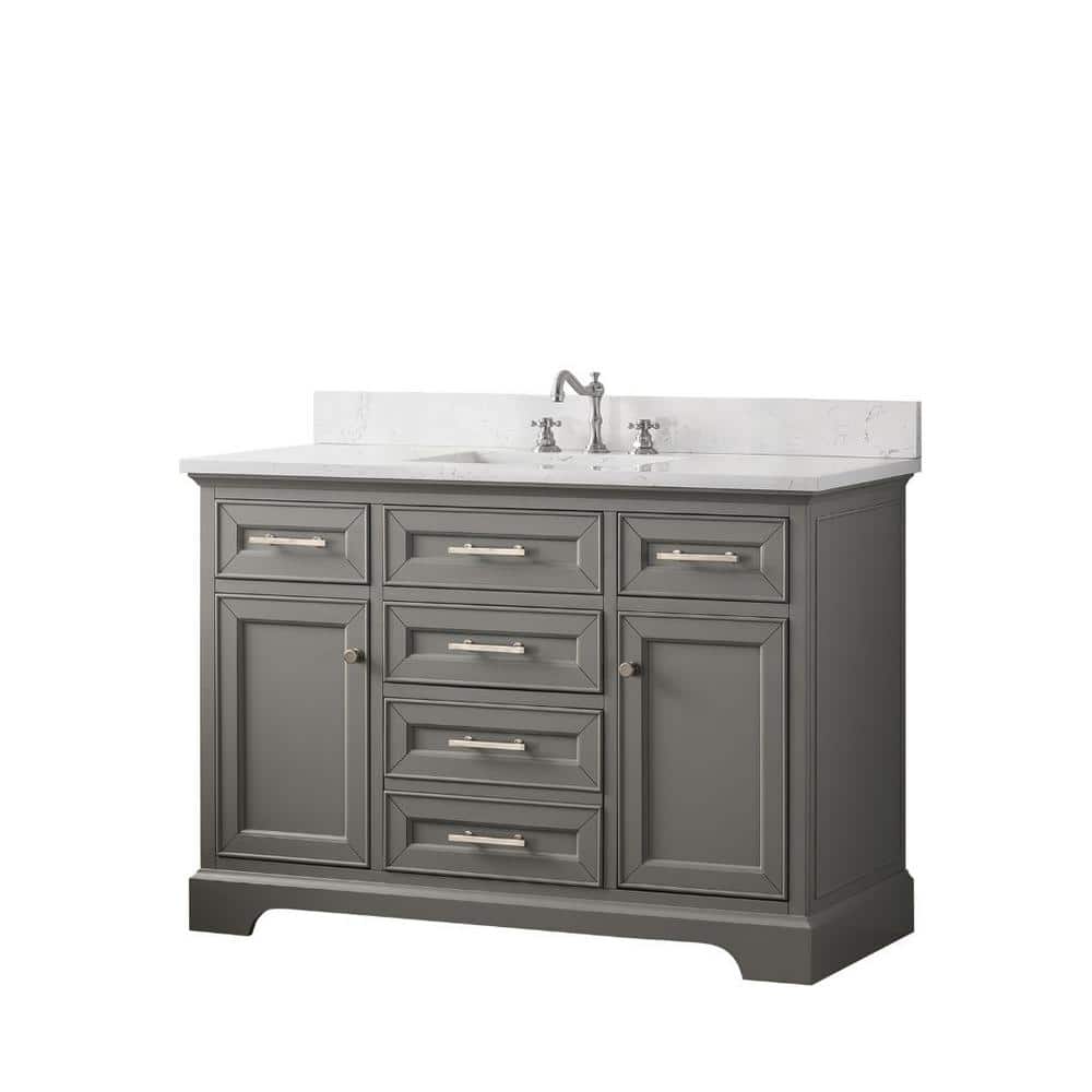 Thompson 48'' Gray Solid Wood Bathroom Vanity with Stone Top