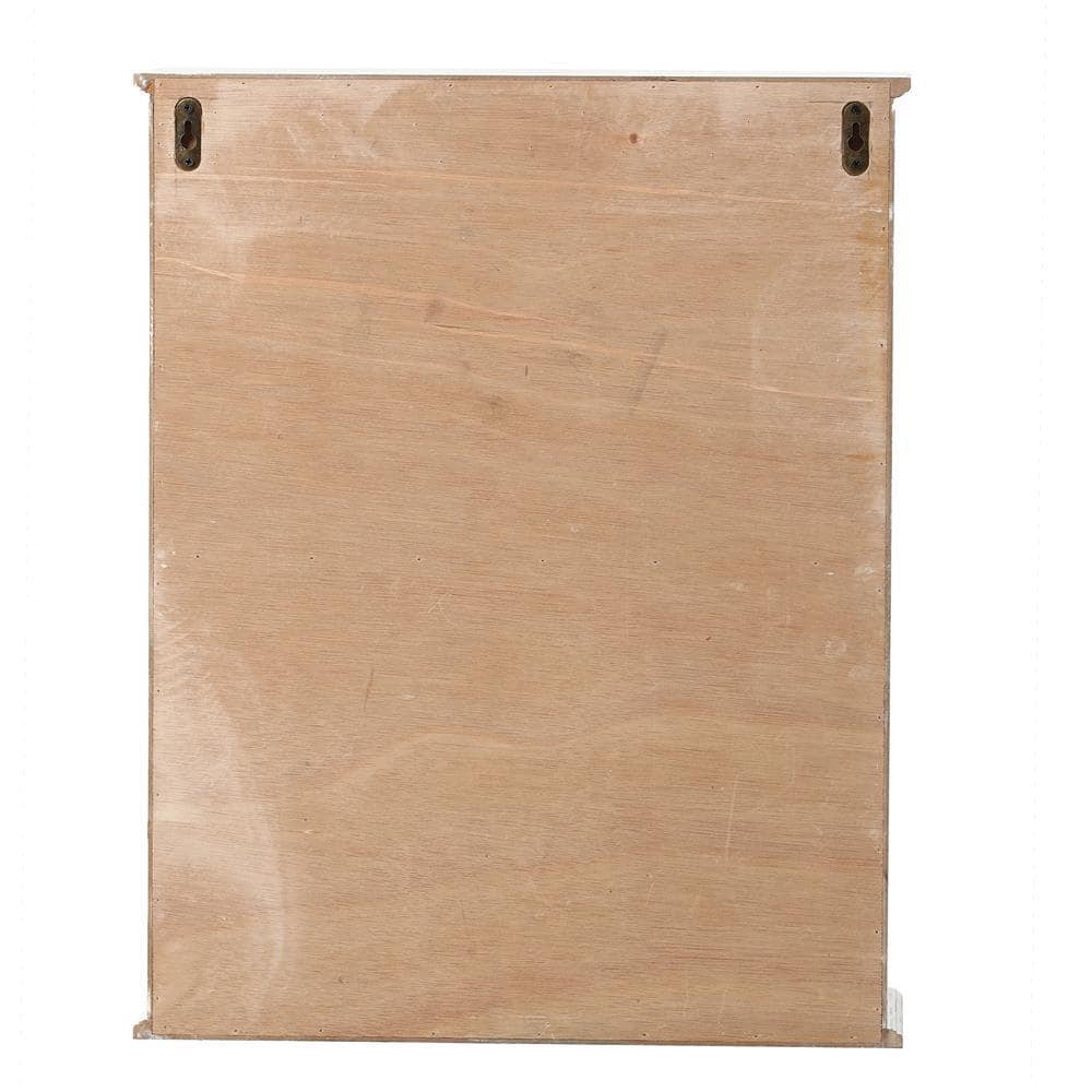 Farmhouse White and Natural Wood Cathedral-Style Wall Cabinet