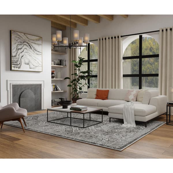 Rhane Alvezi Gray 9 ft. 10 in. x 12 ft. 10 in. Oriental Polypropylene Area Rug
