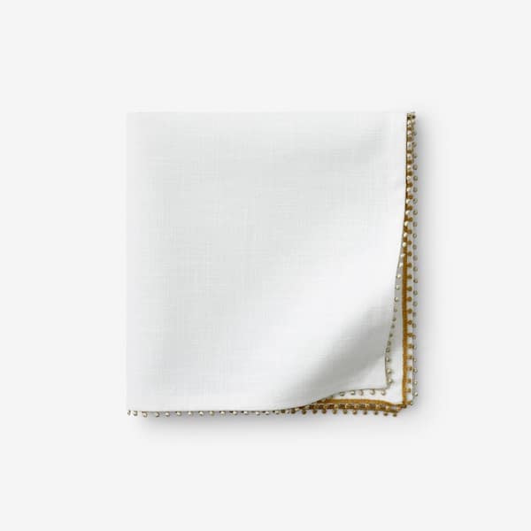 Company Cotton Pom Fringe 19 in. W x 19 in. H Metallic Gold Cotton Napkins Set of 4