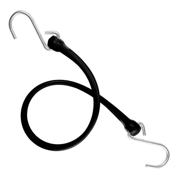 The Perfect Bungee 19 in. EZ-Stretch Polyurethane Bungee Strap with Galvanized S-Hooks (Overall Length: 24 in.) in Black