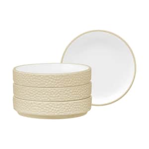 Colortex Stone Ivory 3.75 in. Porcelain Mini Plates, (Set of 4)