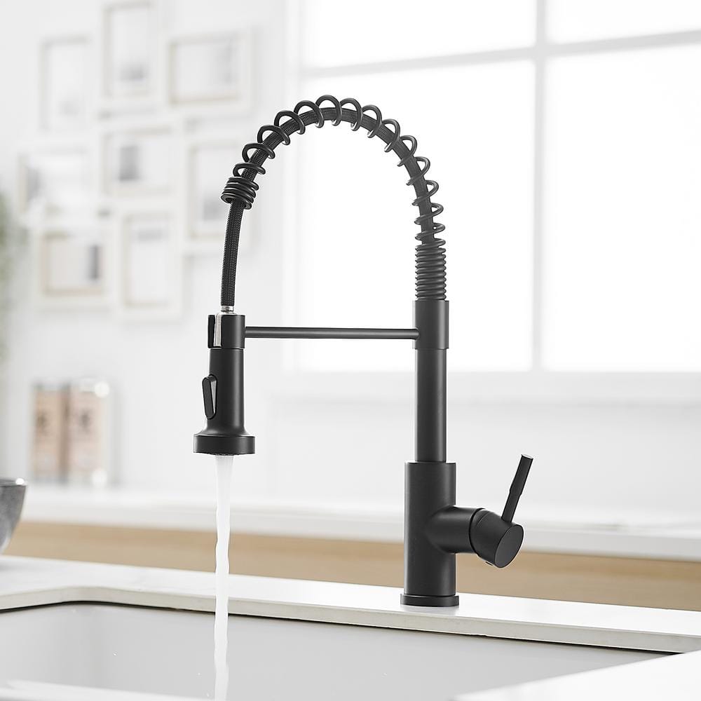 Matte Black Stainless Steel Pull-Down Kitchen Faucet
