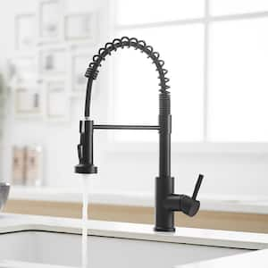 Single Handle Pull Down Sprayer Kitchen Faucet Pull Out Sprayer Spring Kitchen Faucet in Matte Black