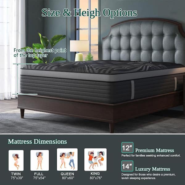 LuckyLotus Queen Medium Firm Memory Foam Hybrid 12 in. Mattress