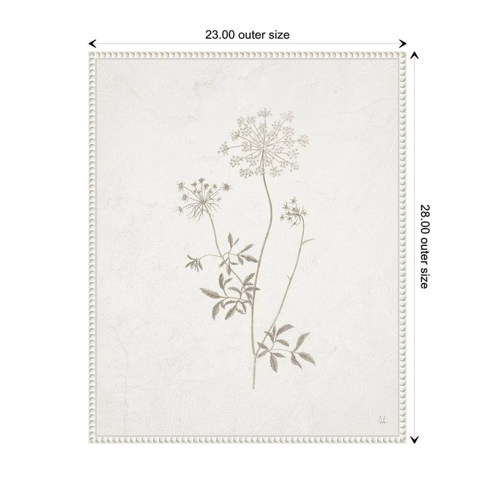 Sylvie Beaded White Framed Botanical Canvas Wall Art