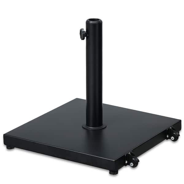 Aoodor 40 lbs. Concrete and Metal Patio Umbrella Base in Black with 2 Side Wheels