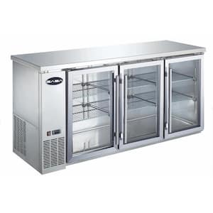 72 in. W 19.6 cu. ft. Commercial Under Back Bar Cooler Refrigerator with Glass Doors in Stainless Steel